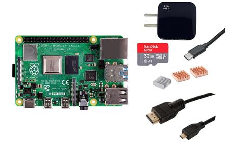Kit Raspberry Pi 4 B 8gb Orig Uk Element14 + Fuente 3A + Disipadores + HDMI + Mem 32gb